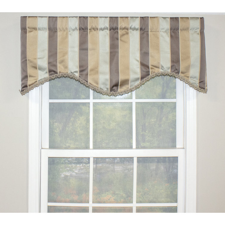 RLF Home Striped Scalloped 50'' W Window Valance in Wayfair